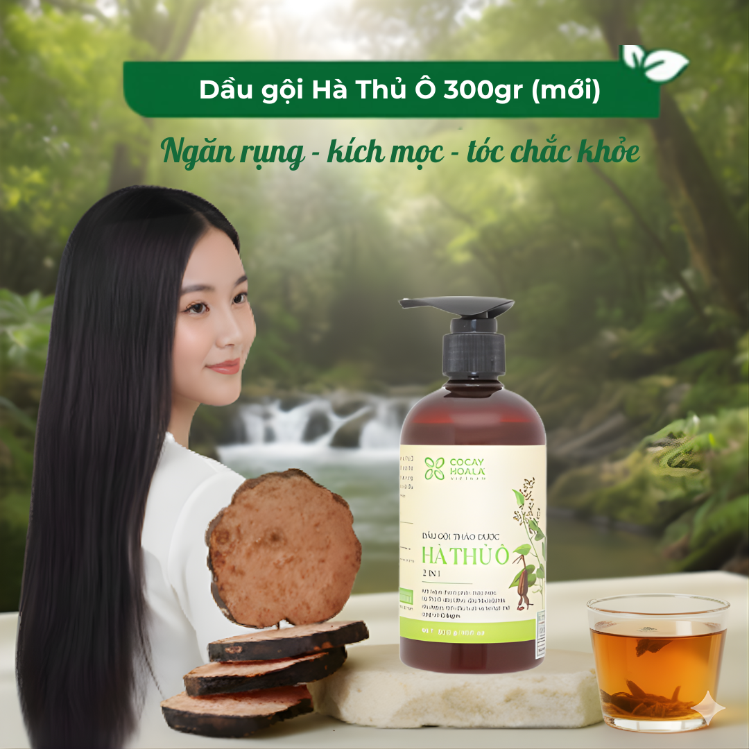 Dầu Gội Thảo Dược Hà Thủ Ô 2in1 Cỏ Cây Hoa Lá 300g - Giúp Giảm Gãy Rụng, Dưỡng Tóc Chắc Khỏe