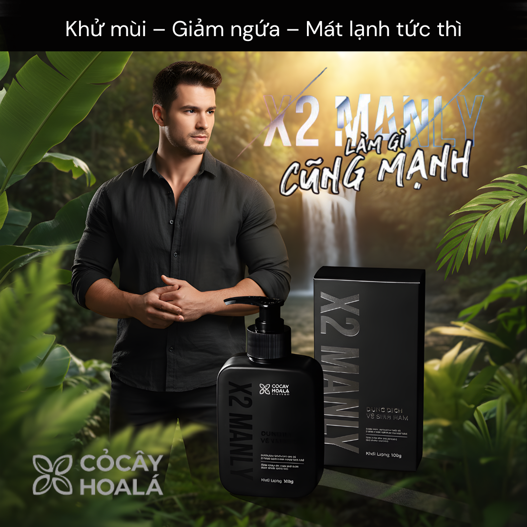 Dung Dịch Vệ Sinh Nam Giới Gel X2 Manly Cỏ Cây Hoa Lá 150ml – Làm Sạch Sâu, Khử Mùi Hiệu Quả, Lưu Hương Nam Tính 24h